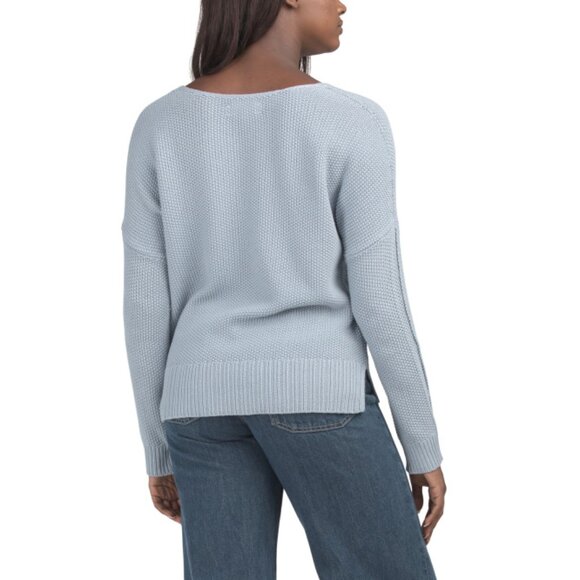LUCKY BRAND Dusty Blue Spring Weight V-neck Pullover Sweater - Picture 2 of 2